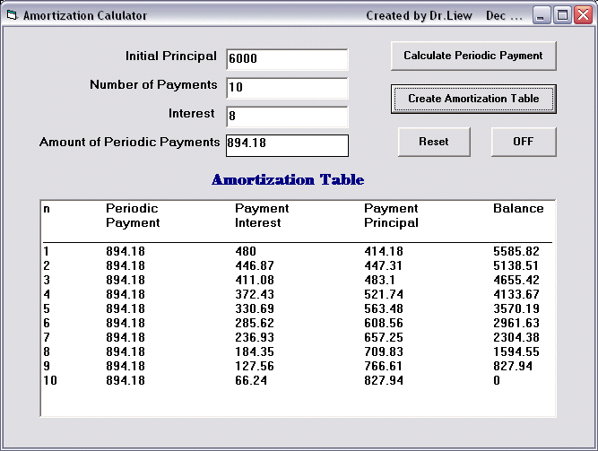 Visual Basic Armotization Calculator