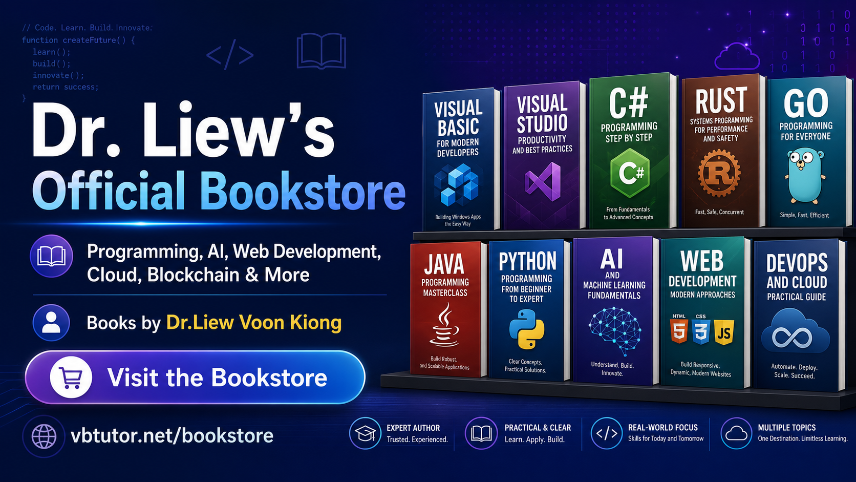 Dr. Liew's Official Bookstore - Programming, AI, Web Development, Cloud, Blockchain and More