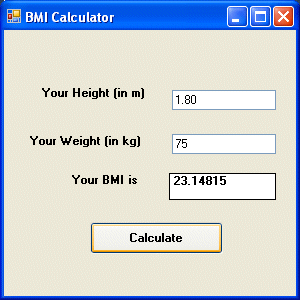 Visual Basic 2012 BMI Calculator