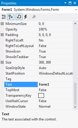 visual basic 2012 properties window