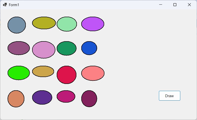 Grid of colored ellipses