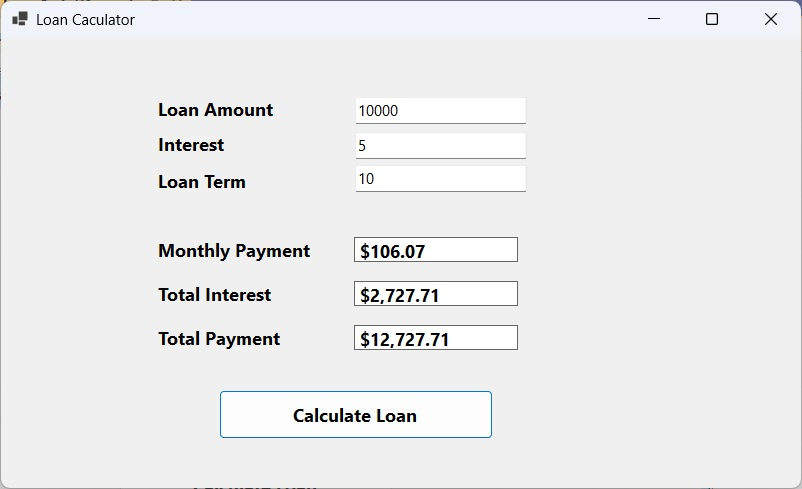 VB.NET Loan Calculator